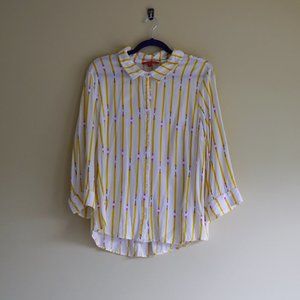 Modcloth Pencil Patterned Button Down Blouse, Size XL